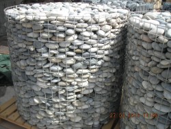 Flat River Pebbles in Wire Cage
