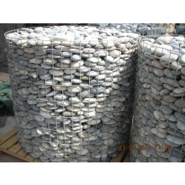 Flat River Pebbles in Wire Cage
