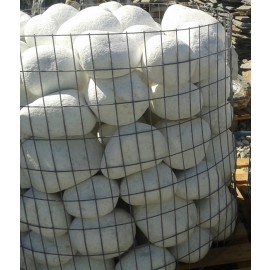 Tumbled White Pebbles 20/30 cm in Wire Cage
